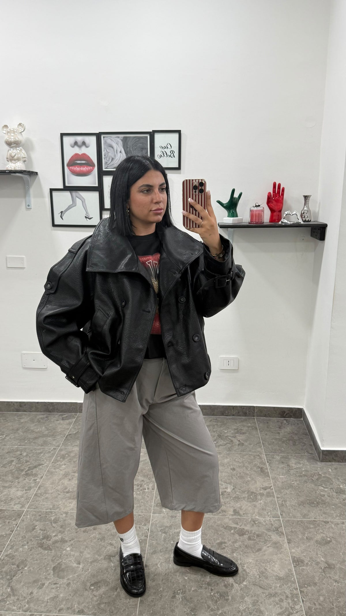 Bomber in ecopelle